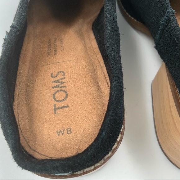 TOMS Leila Tassel Mules Women’s Size 8. Black Suede Cheeky Heels Slide-Ons shoes - Picture 5 of 8